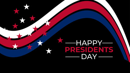 Happy Presidents Day with stars and ribbon. text lettering for Presidents day in USA. design for print greetings card, sale banner, cover, social media, flyer, poster, Colorful. Vector illustration