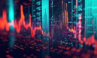 Obraz premium Graphs representing ups and downs. Financial market, stock market concept. Market trend. Generative AI based