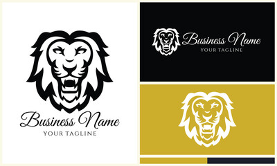 silhouette lion head logo template