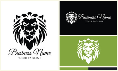 silhouette lion head logo template