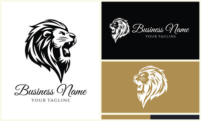 silhouette lion head logo template