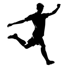 Fototapeta na wymiar Young soccer player kicking a ball pose vector silhouette, black color silhouette