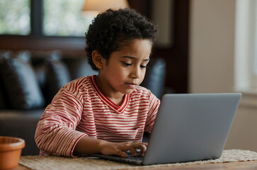 Child looking at laptop