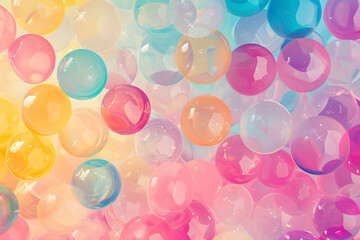 Transparent Gums Pastel Delights, Soft Color Balls and Bubble Gums Abstract Digital Illustration pattern