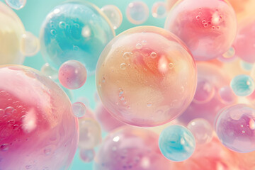 Fototapeta na wymiar Transparent Pastel Delights, Soft Color Balls and Bubble Gums Abstract Digital Illustration pattern