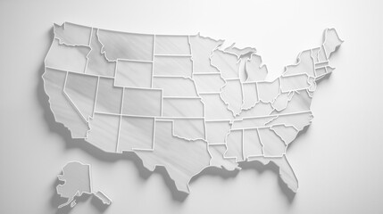 Map states of USA map with states texture white and grey. tone color  isolated on a white background. United States of America map, style new close range. background,usa map ai concept.