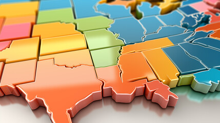 Map states of USA map with states texture  Colorful tone color  isolated on a white background. United States of America map, style new close range background,usa map ai concept. - Powered by Adobe