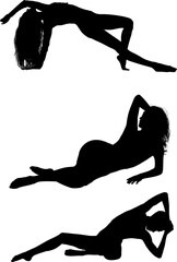 silueta, gente, mujer, par, vector, ilustración, erotico, poses