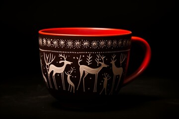 Warli-Style Coffee Cup. Generative AI