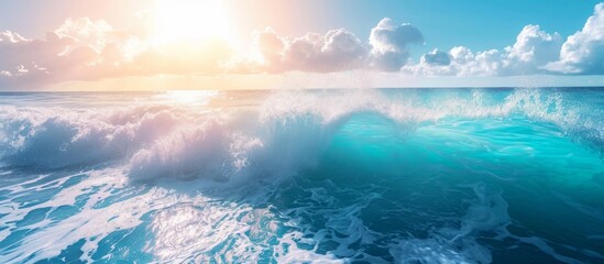 Fototapeta premium Mesmerizing Waves of a Beautiful Blue Ocean in a Summer Scene