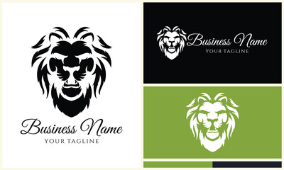 silhouette lion head logo template