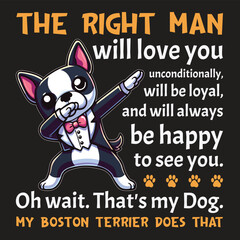 Loyal Companion Boston Terrier T-shirt Design Illustration Vector
