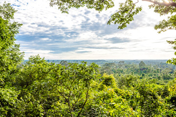 Beautiful high top view of landscape mountain and nature of the rain forest in Siem Reap,Cambodia