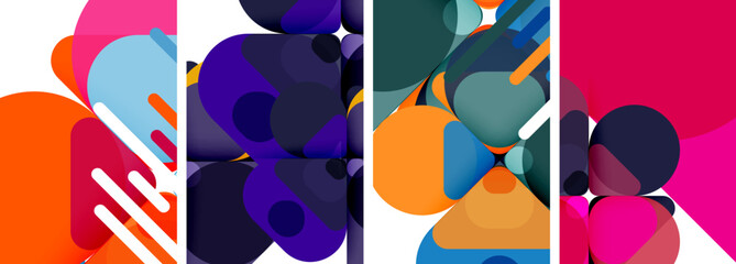 Colorful bright geometric abstract compositions for wallpaper, business card, cover, poster, banner, brochure, header, website