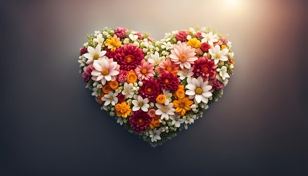 heart made from flower and leaf - love for nature concept. 