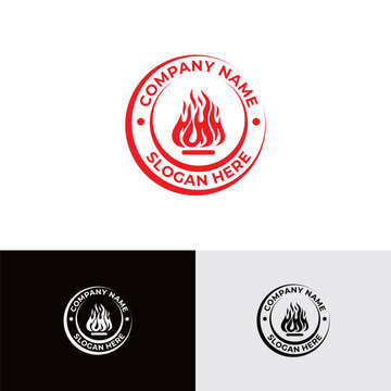 Silhouette of fire flame logo design template