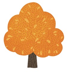 Abstract colorful autumn tree hand draw illustration for decoration on nature landscape and nature concept.