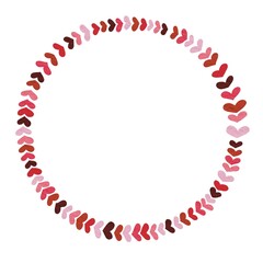 Abstract red and pink hearts wreath watercolor on paper illustration for decoration on Valentine's day and wedding event.