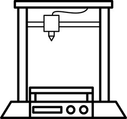 3D Printer Outline Illustration Vector