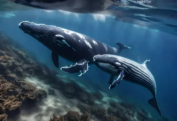 Rolgordijnen dolphin and diver © azka