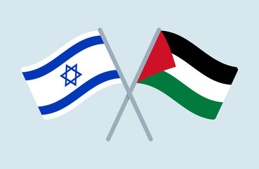 Vector Israel and Palestine Flags Illustration
