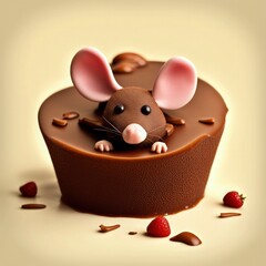 mouse chocolate Cup Cake Generative AI