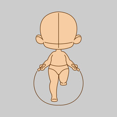 Chibi pose reference demonstrating jump rope activity. Chibi pose reference fit for mascot, children's book, icon, t-shirt design, etc.