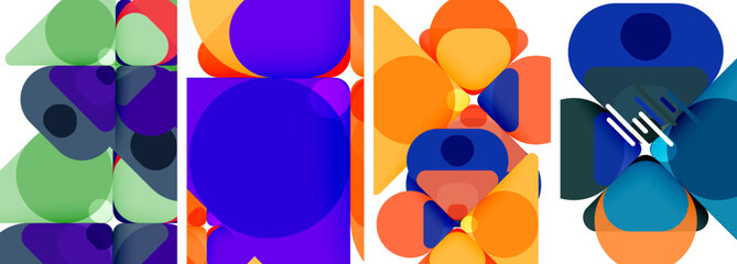 Colorful bright geometric abstract compositions for wallpaper, business card, cover, poster, banner, brochure, header, website