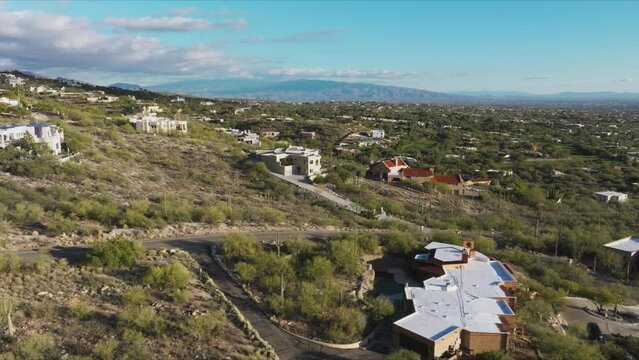 Luxury Homes in Arizona Desert As Seen by Drone, Aerial Footage of Gorgeous Upscale Homes in Tucson Arizona