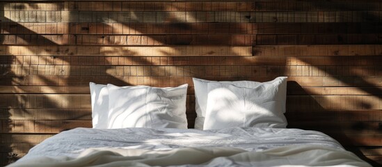 Fototapeta na wymiar Close Up of Beautiful Wood Texture on Bed Background