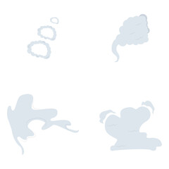 Set of Cartoon Smoke Cloud. Smoke Bubble Comic. Vector Illustration