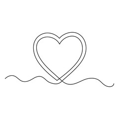 Heart continuous one line art drawing. color shape Love sign. outline Vector illustration.
