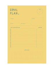 goal planner. Minimalist planner template set. Vector illustration