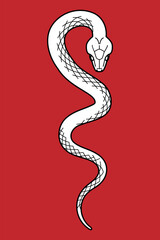 トグロを巻くヘビ　2025年巳年　年賀状素材　線画