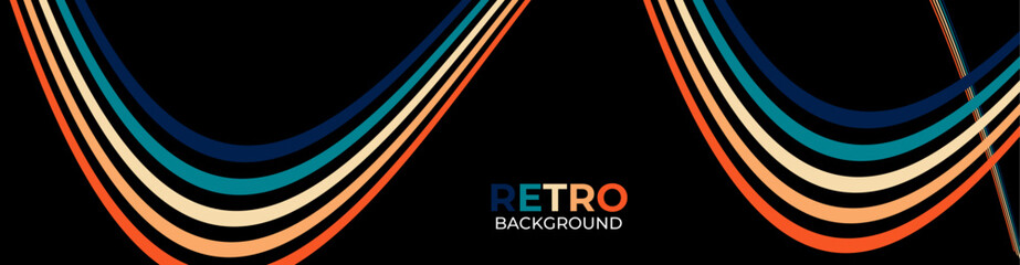 Abstract 1980's background design in futuristic retro style with colorful lines. banner, cover, poster, flyer, brochure, website. Retro background lines 70s, 60s, 80s, 90s.  Vector illustration