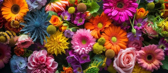 Fototapeta na wymiar Beautiful Boho Flowers Arrangement in High Angle Shot: A Gorgeous Display of Beautiful Boho Flowers in a High Angle Arrangement