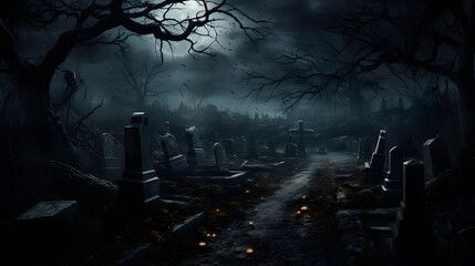 Dark horror Halloween gravestone background
