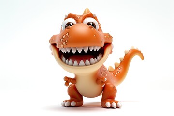 Fototapeta premium Cartoon character cute dinosaur smile 3d illustration isolated