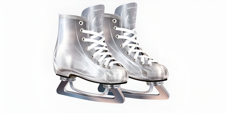 a pair of white figure skates on white background figure ice skates are designed for precision and elegance glitter silver stylish roller.