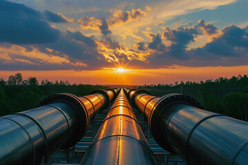 Industrial petroleum pipeline and refinery at industrial plant