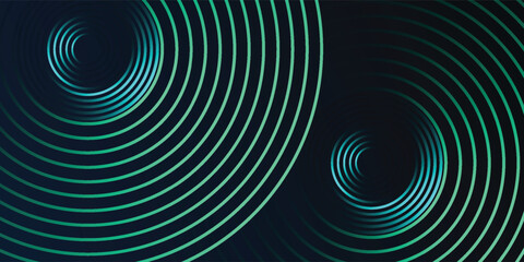 Abstract glowing curve lines on black background. Modern shiny green blue gradient geometric lines design. posters, banners, brochures, websites, flyers