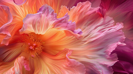 Hibiscus flower on vibrant, dreamy background copy space. Spring summer banner