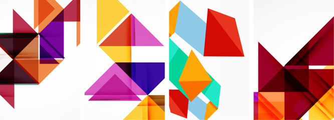 Triangle poster geometric background set