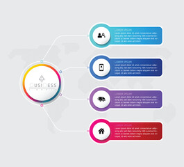 Obraz premium Vector infographic business presentation template with circular interconnection with 4 options.