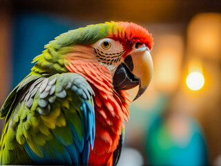 Fototapeta premium Blue and Yellow Macaw Ara based on the sentences and tags provided