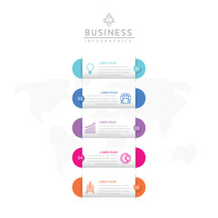 Vector infographic business presentation template connected with 5 options