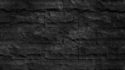 Black stone brick wall texture rough background