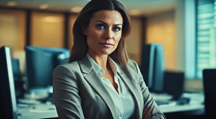 portrait of a professional businesswoman in the office, portrait of office girl, businesswoman at the work in office