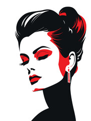 beautiful stylish portrait of a woman vector illustration for wall art, stickers and logo