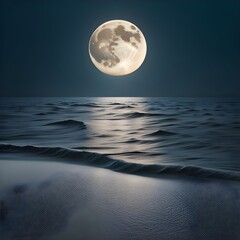 Naklejka na ściany i meble full moon over the sea